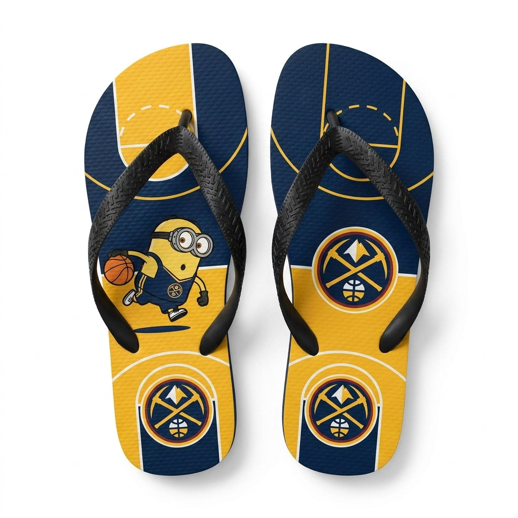 Cartoon Yellow Character Basketball Flip Flops, Sport Fan Sandals | 30 Teams Available