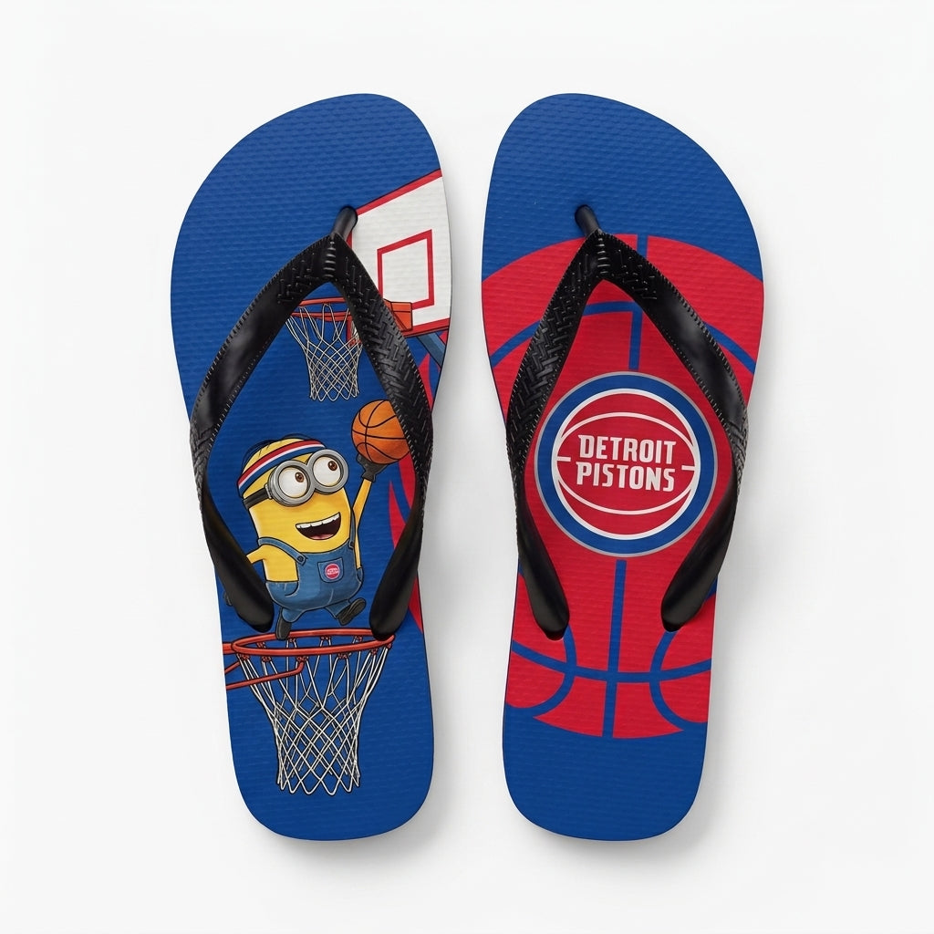 Cartoon Yellow Character Basketball Flip Flops, Sport Fan Sandals | 30 Teams Available