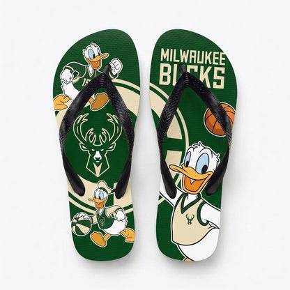 Cartoon Duck Basketball Flip Flops, Sport Fan Sandals | 30 Teams Available