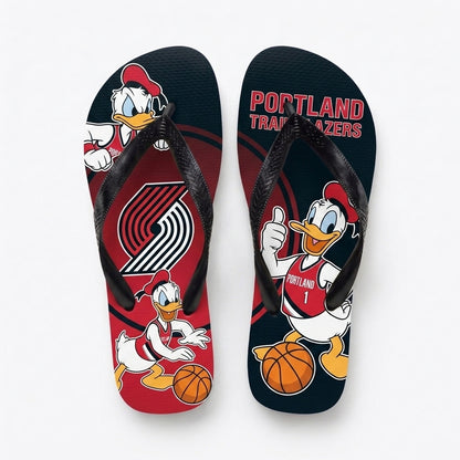 Cartoon Duck Basketball Flip Flops, Sport Fan Sandals | 30 Teams Available
