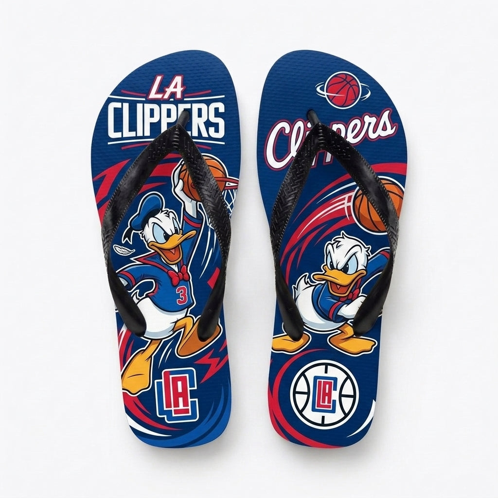 Cartoon Duck Basketball Flip Flops, Sport Fan Sandals | 30 Teams Available