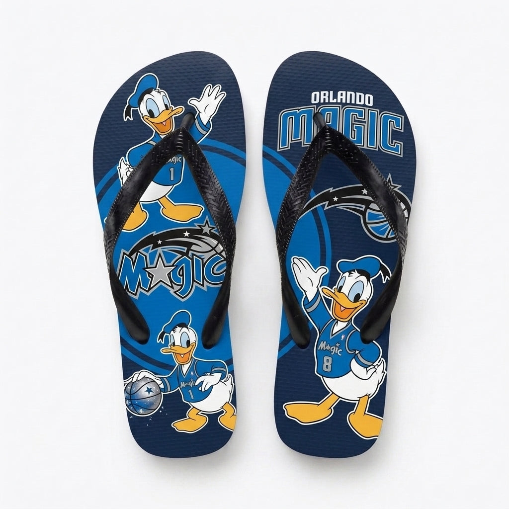 Cartoon Duck Basketball Flip Flops, Sport Fan Sandals | 30 Teams Available