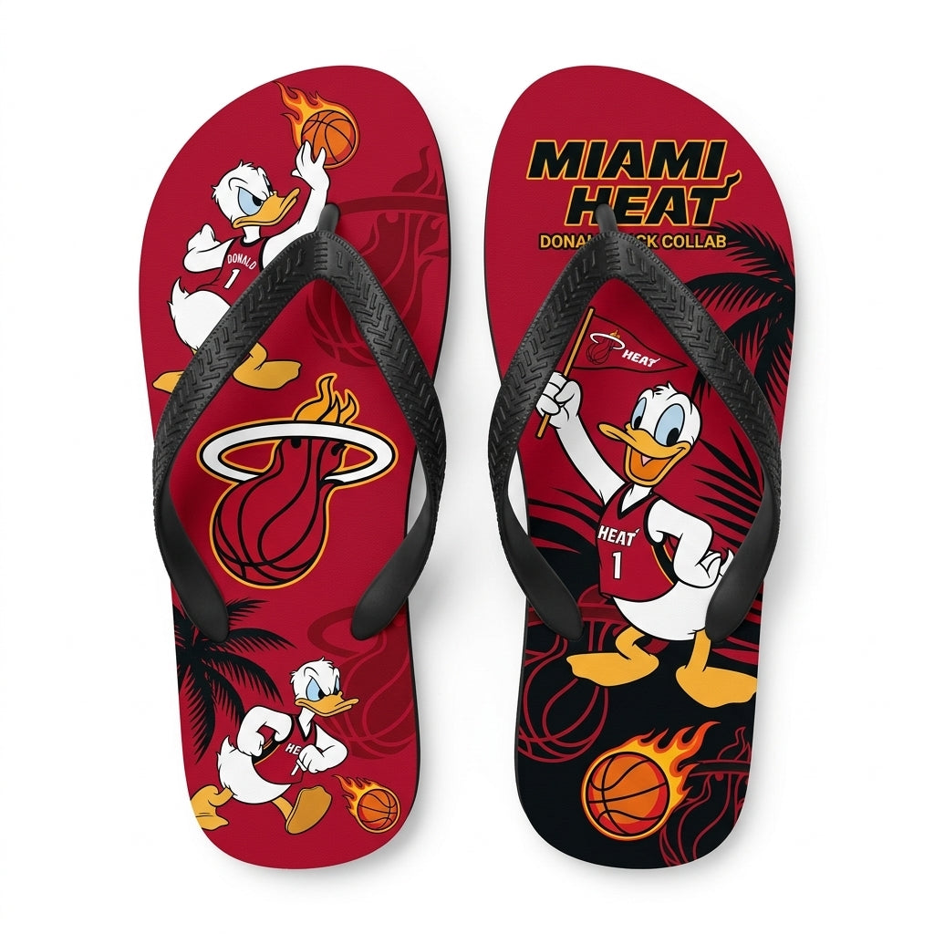 Cartoon Duck Basketball Flip Flops, Sport Fan Sandals | 30 Teams Available