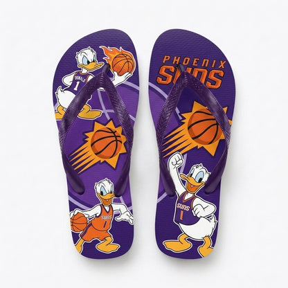 Cartoon Duck Basketball Flip Flops, Sport Fan Sandals | 30 Teams Available