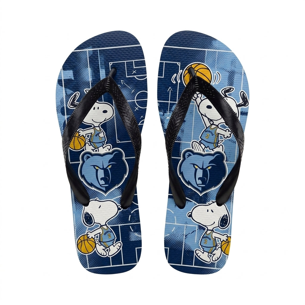 Cartoon Beagle Basketball Flip Flops, Sport Fan Sandals | 30 Teams Available