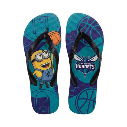 Cartoon Yellow Character Basketball Flip Flops, Sport Fan Sandals | 30 Teams Available