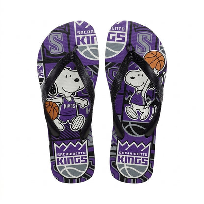 Cartoon Beagle Basketball Flip Flops, Sport Fan Sandals | 30 Teams Available