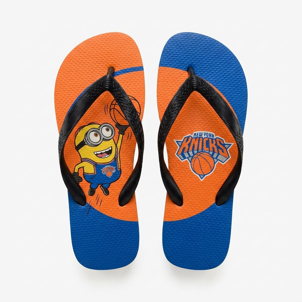 Cartoon Yellow Character Basketball Flip Flops, Sport Fan Sandals | 30 Teams Available