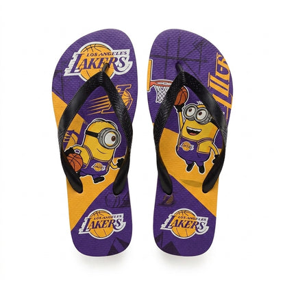 Cartoon Yellow Character Basketball Flip Flops, Sport Fan Sandals | 30 Teams Available