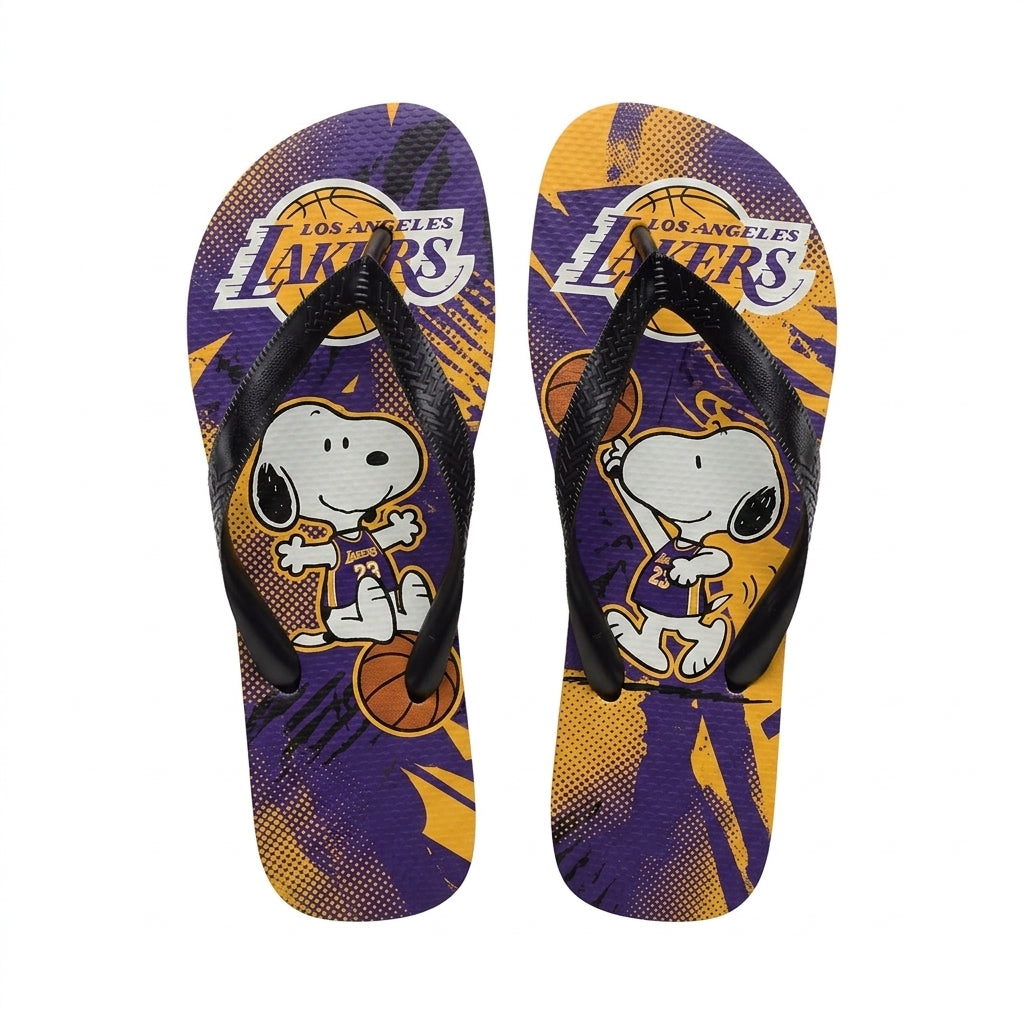 Cartoon Beagle Basketball Flip Flops, Sport Fan Sandals | 30 Teams Available