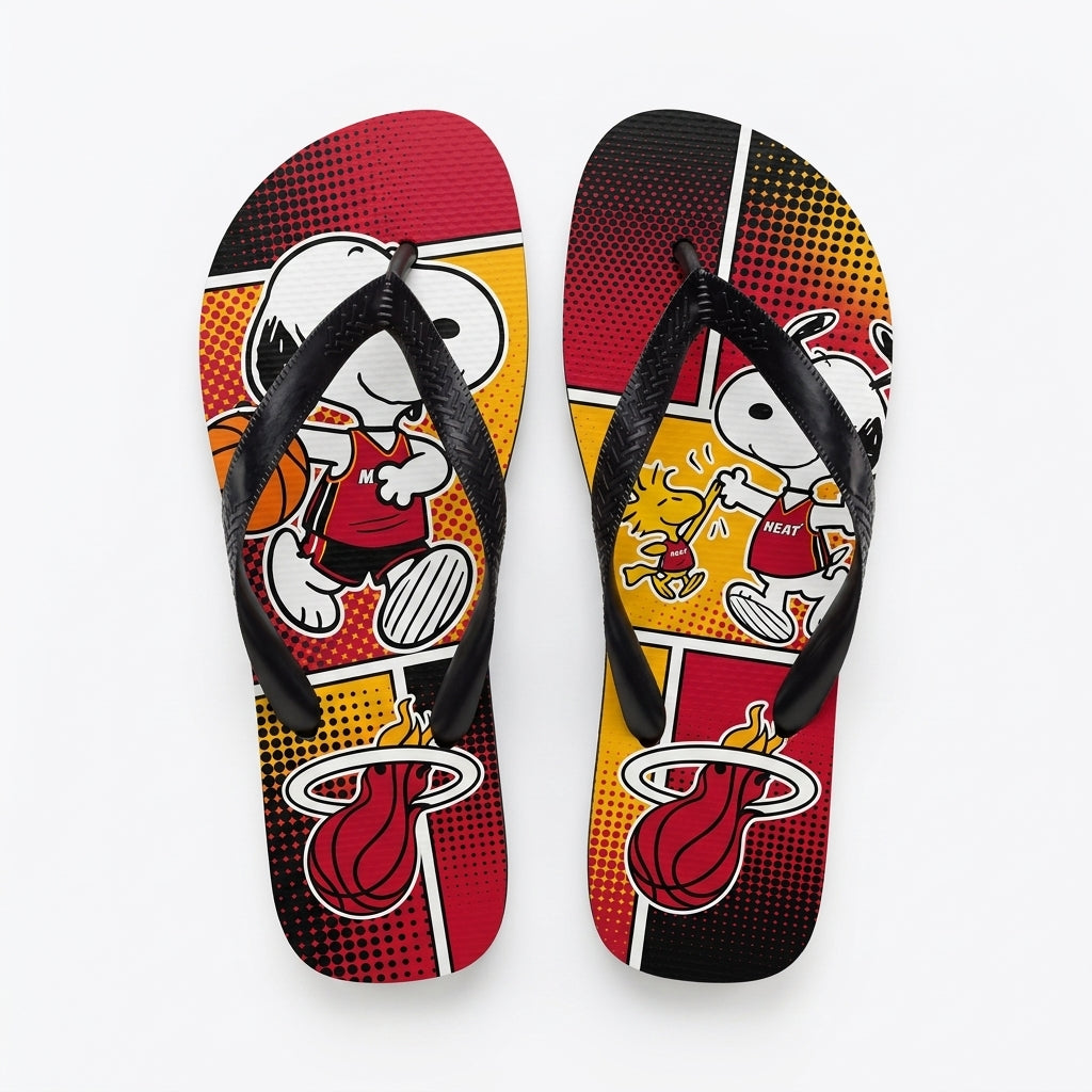 Cartoon Beagle Basketball Flip Flops, Sport Fan Sandals | 30 Teams Available
