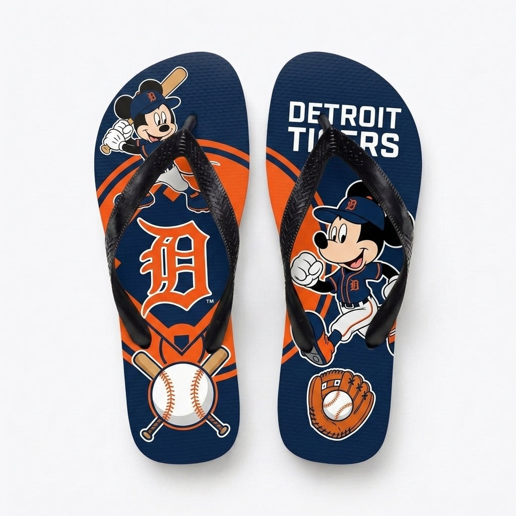 Cartoon Mouse Baseball Flip Flops, Sport Fan Sandals | 30 Teams Available