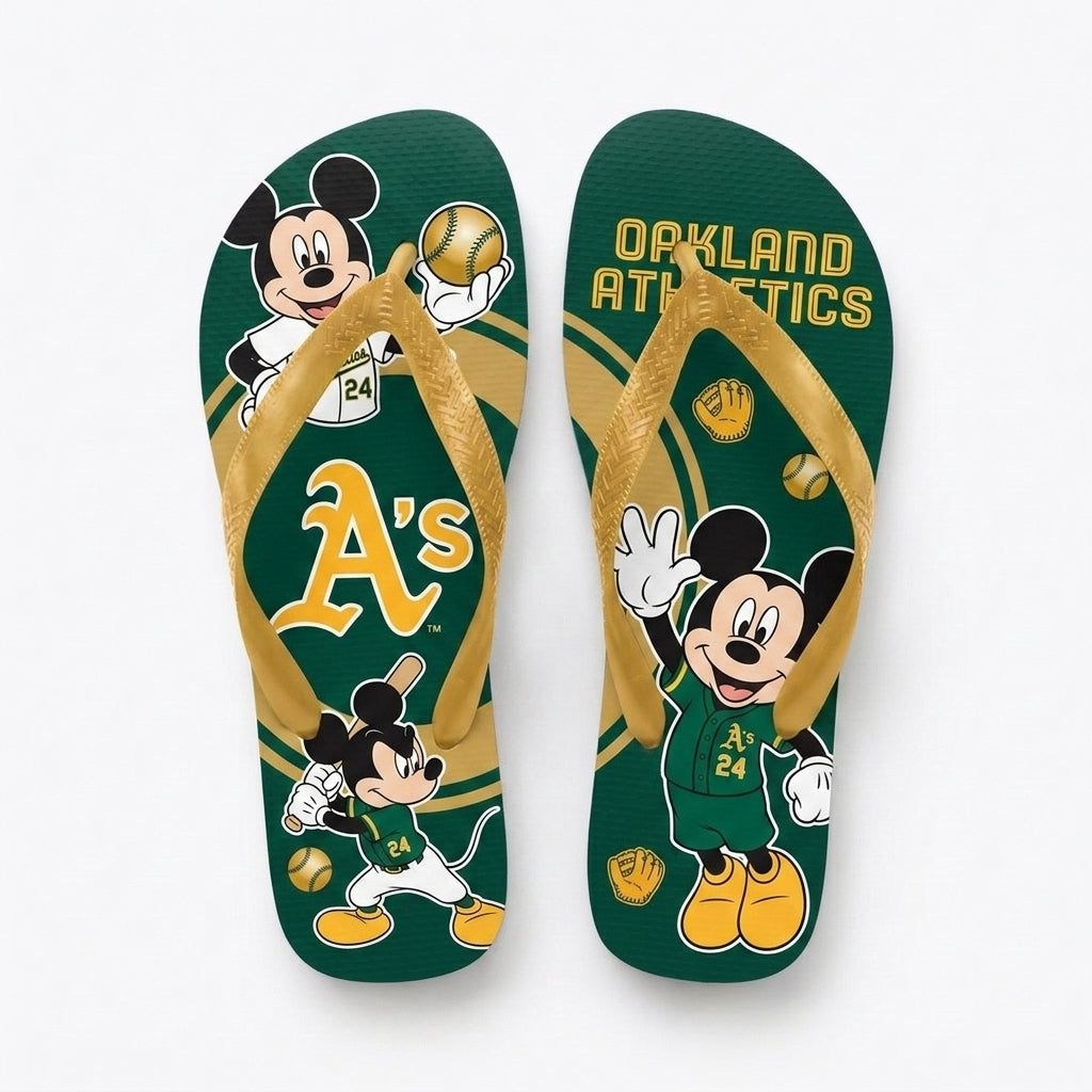 Cartoon Mouse Baseball Flip Flops, Sport Fan Sandals | 30 Teams Available