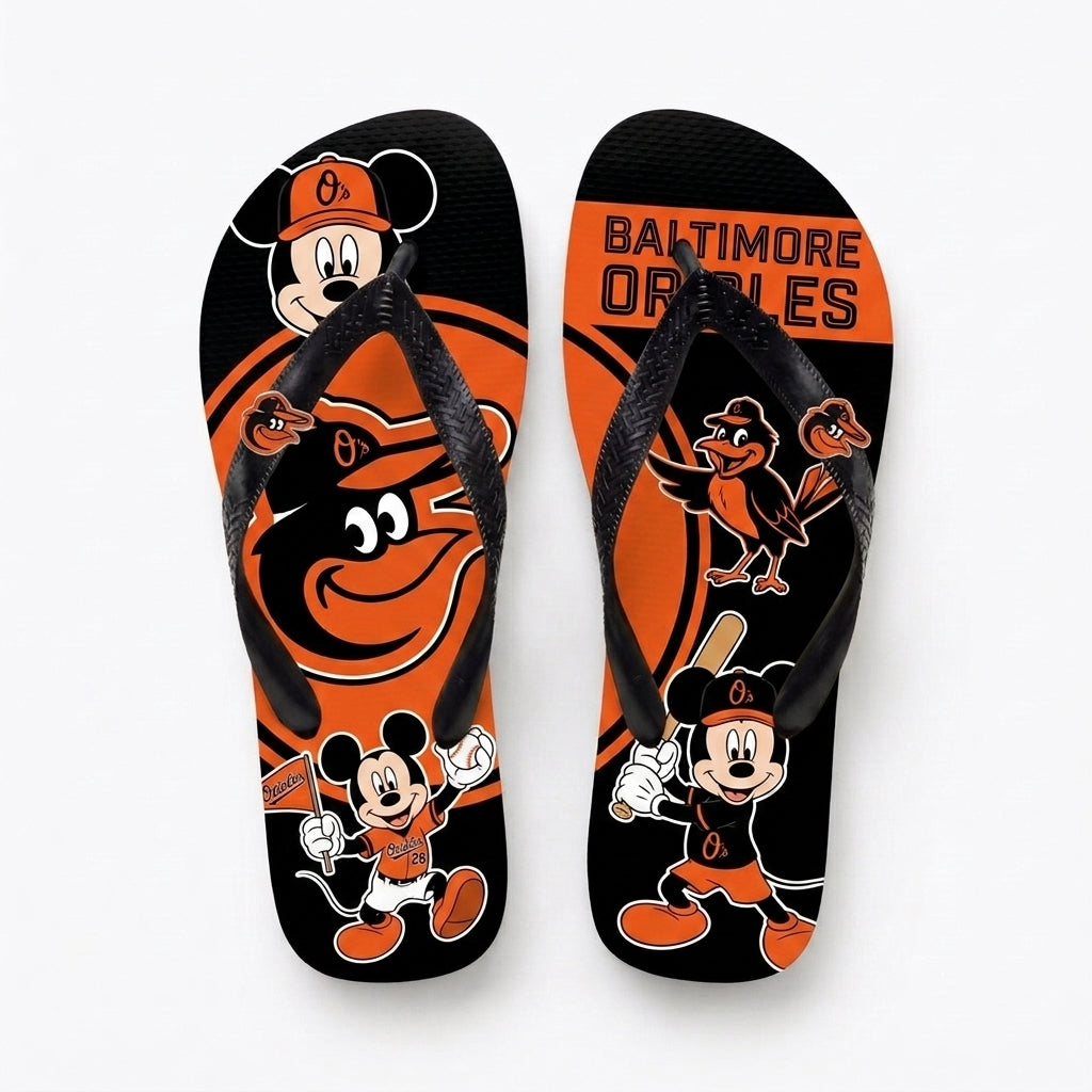 Cartoon Mouse Baseball Flip Flops, Sport Fan Sandals | 30 Teams Available