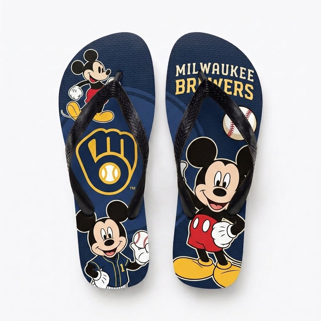 Cartoon Mouse Baseball Flip Flops, Sport Fan Sandals | 30 Teams Available