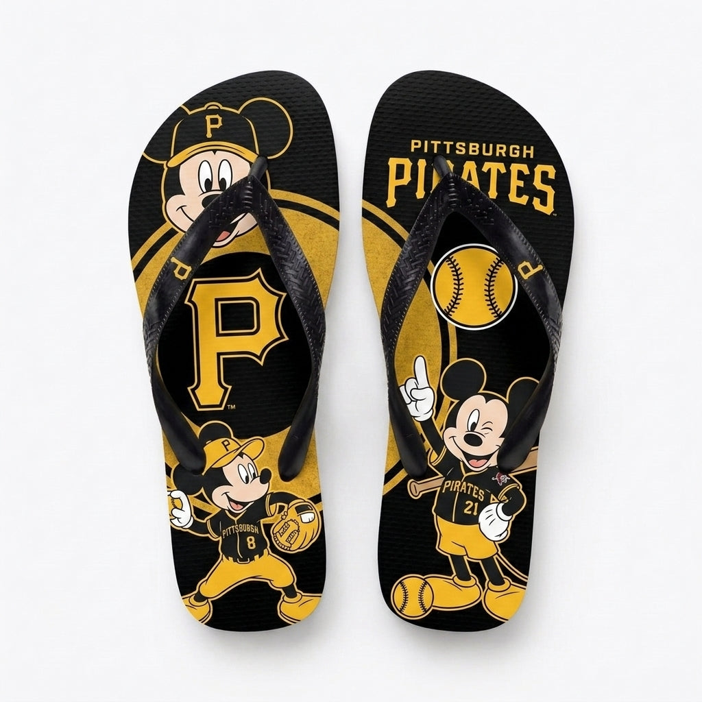 Cartoon Mouse Baseball Flip Flops, Sport Fan Sandals | 30 Teams Available