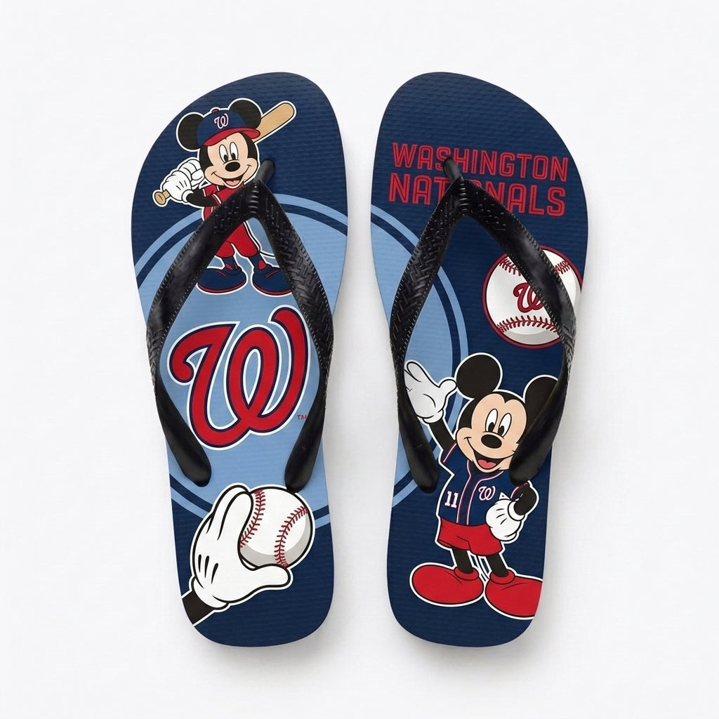 Cartoon Mouse Baseball Flip Flops, Sport Fan Sandals | 30 Teams Available
