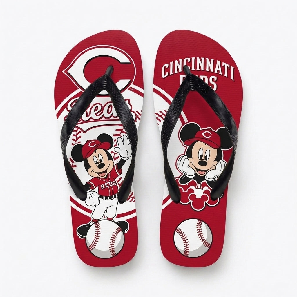 Cartoon Mouse Baseball Flip Flops, Sport Fan Sandals | 30 Teams Available