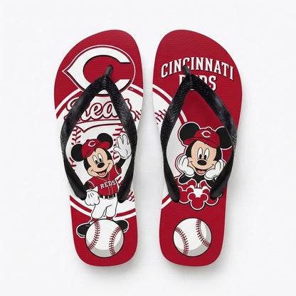 Cartoon Mouse Baseball Flip Flops, Sport Fan Sandals | 30 Teams Available