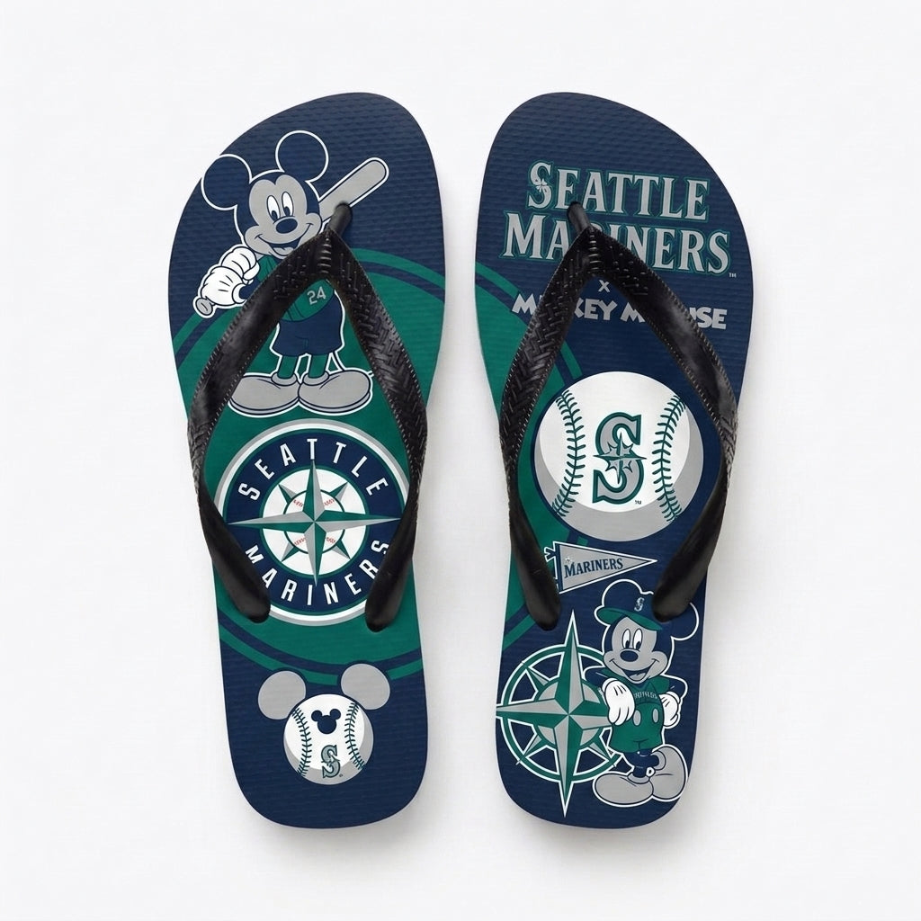 Cartoon Mouse Baseball Flip Flops, Sport Fan Sandals | 30 Teams Available
