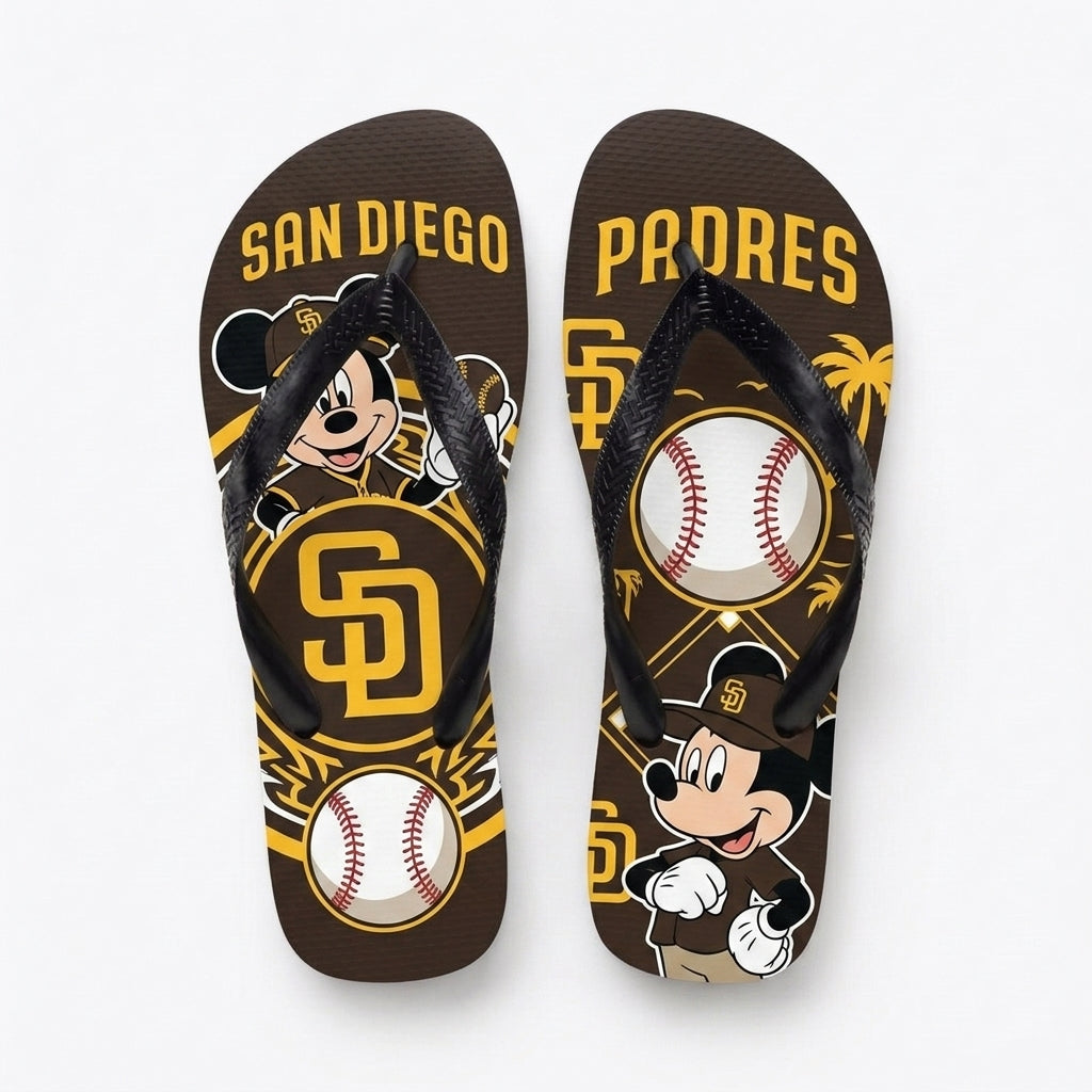 Cartoon Mouse Baseball Flip Flops, Sport Fan Sandals | 30 Teams Available