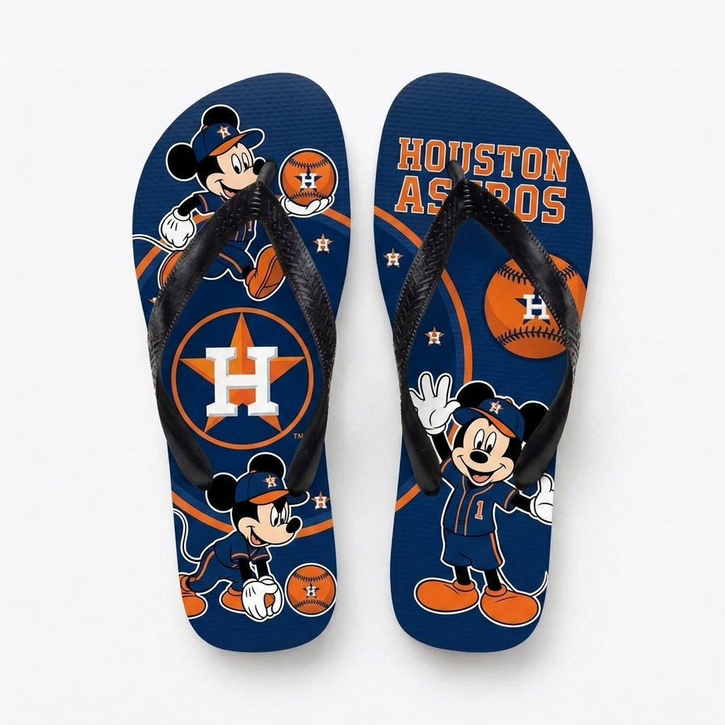 Cartoon Mouse Baseball Flip Flops, Sport Fan Sandals | 30 Teams Available
