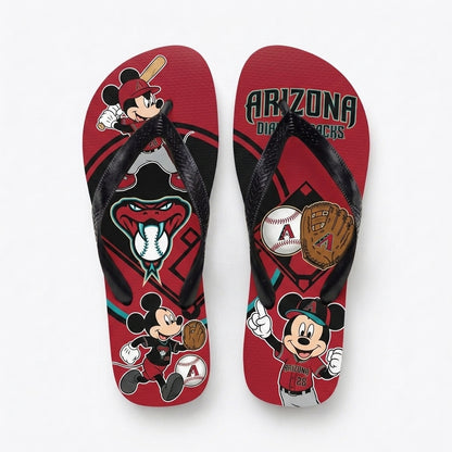 Cartoon Mouse Baseball Flip Flops, Sport Fan Sandals | 30 Teams Available