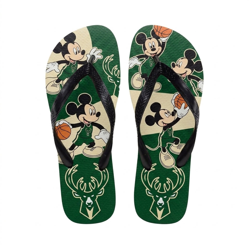 Cartoon Mouse Basketball Flip Flops, Sport Fan Sandals | 30 Teams Available