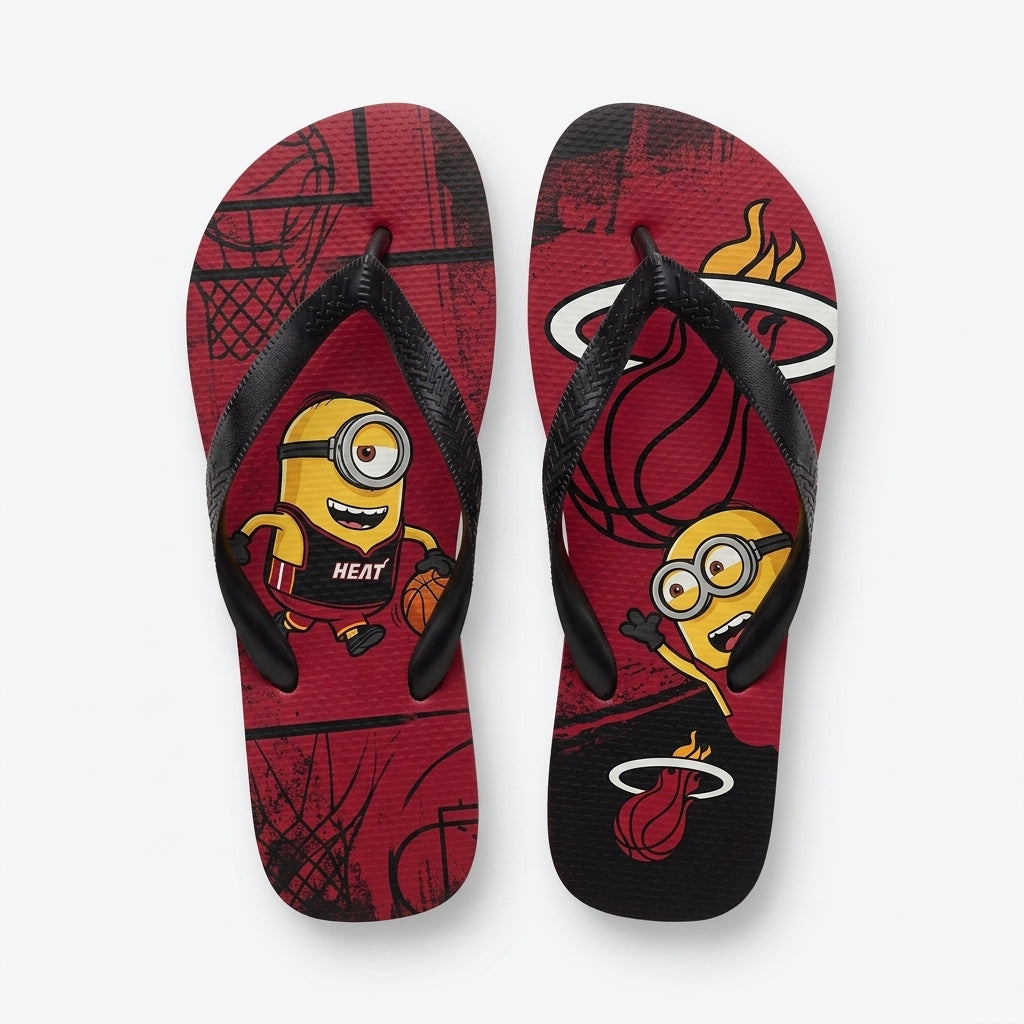 Cartoon Yellow Character Basketball Flip Flops, Sport Fan Sandals | 30 Teams Available