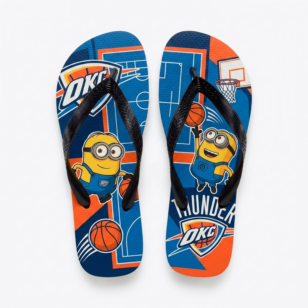 Cartoon Yellow Character Basketball Flip Flops, Sport Fan Sandals | 30 Teams Available