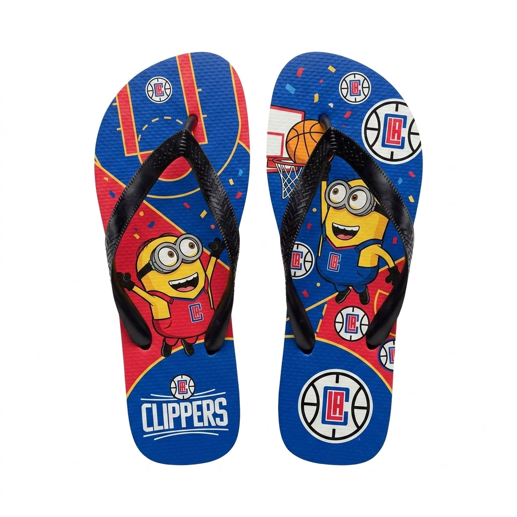 Cartoon Yellow Character Basketball Flip Flops, Sport Fan Sandals | 30 Teams Available