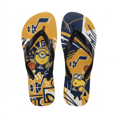 Cartoon Yellow Character Basketball Flip Flops, Sport Fan Sandals | 30 Teams Available