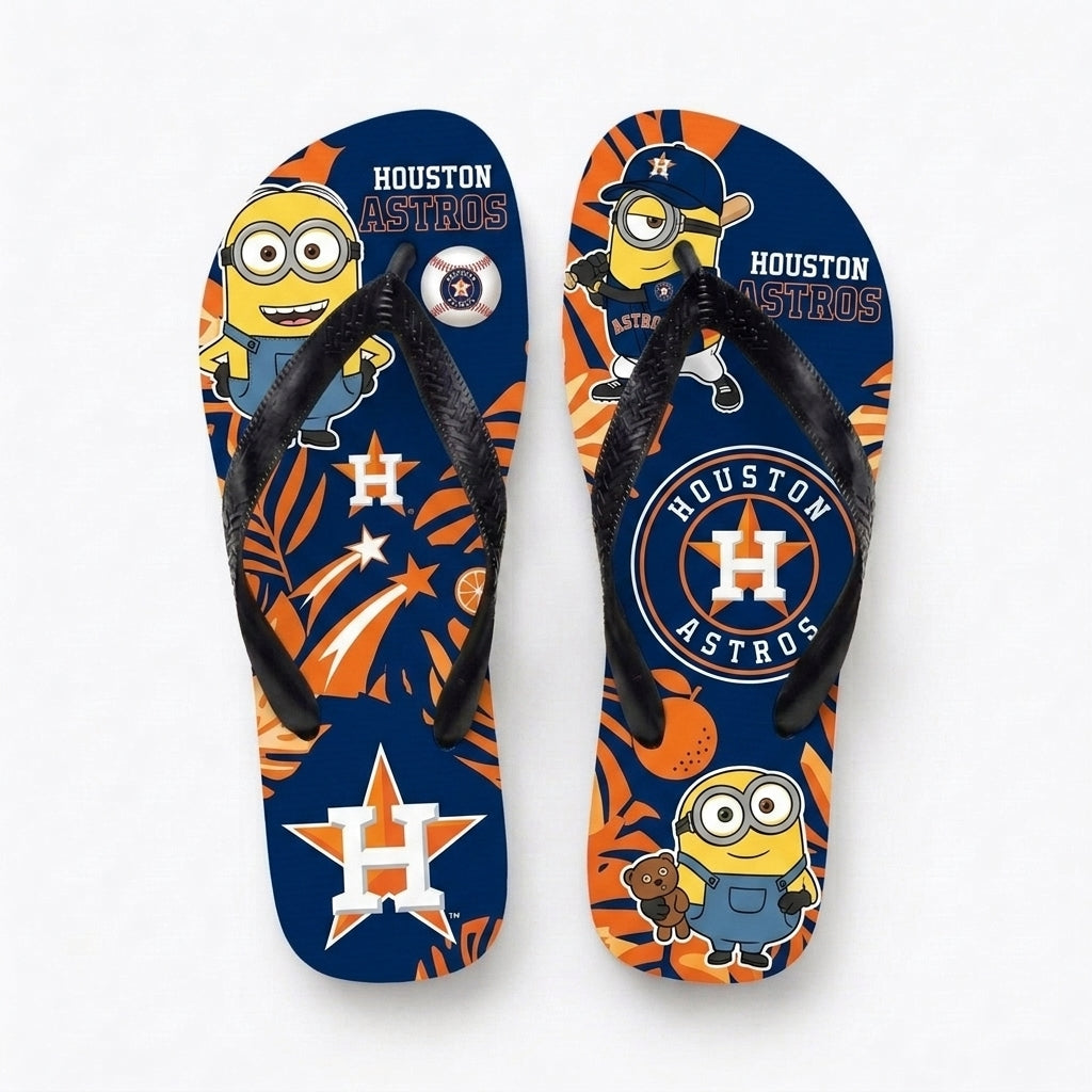Cartoon Yellow Character Baseball Flip Flops, Sport Fan Sandals | 30 Teams Available