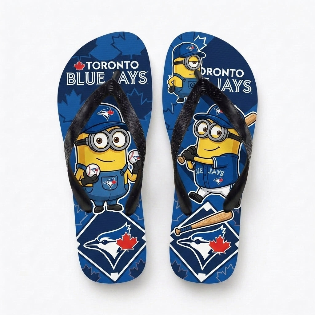 Cartoon Yellow Character Baseball Flip Flops, Sport Fan Sandals | 30 Teams Available