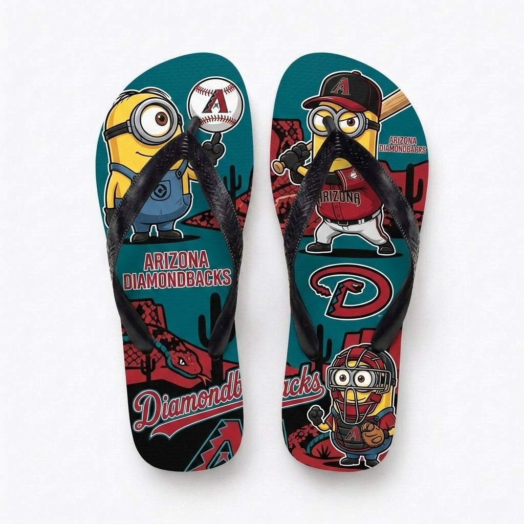 Cartoon Yellow Character Baseball Flip Flops, Sport Fan Sandals | 30 Teams Available