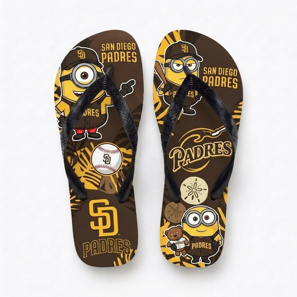 Cartoon Yellow Character Baseball Flip Flops, Sport Fan Sandals | 30 Teams Available