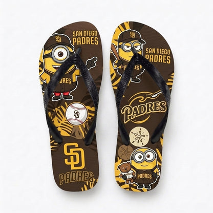 Cartoon Yellow Character Baseball Flip Flops, Sport Fan Sandals | 30 Teams Available