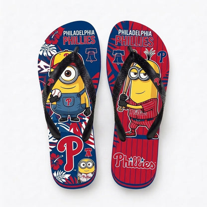 Cartoon Yellow Character Baseball Flip Flops, Sport Fan Sandals | 30 Teams Available