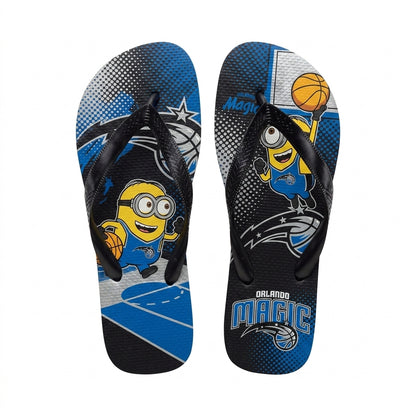 Cartoon Yellow Character Basketball Flip Flops, Sport Fan Sandals | 30 Teams Available