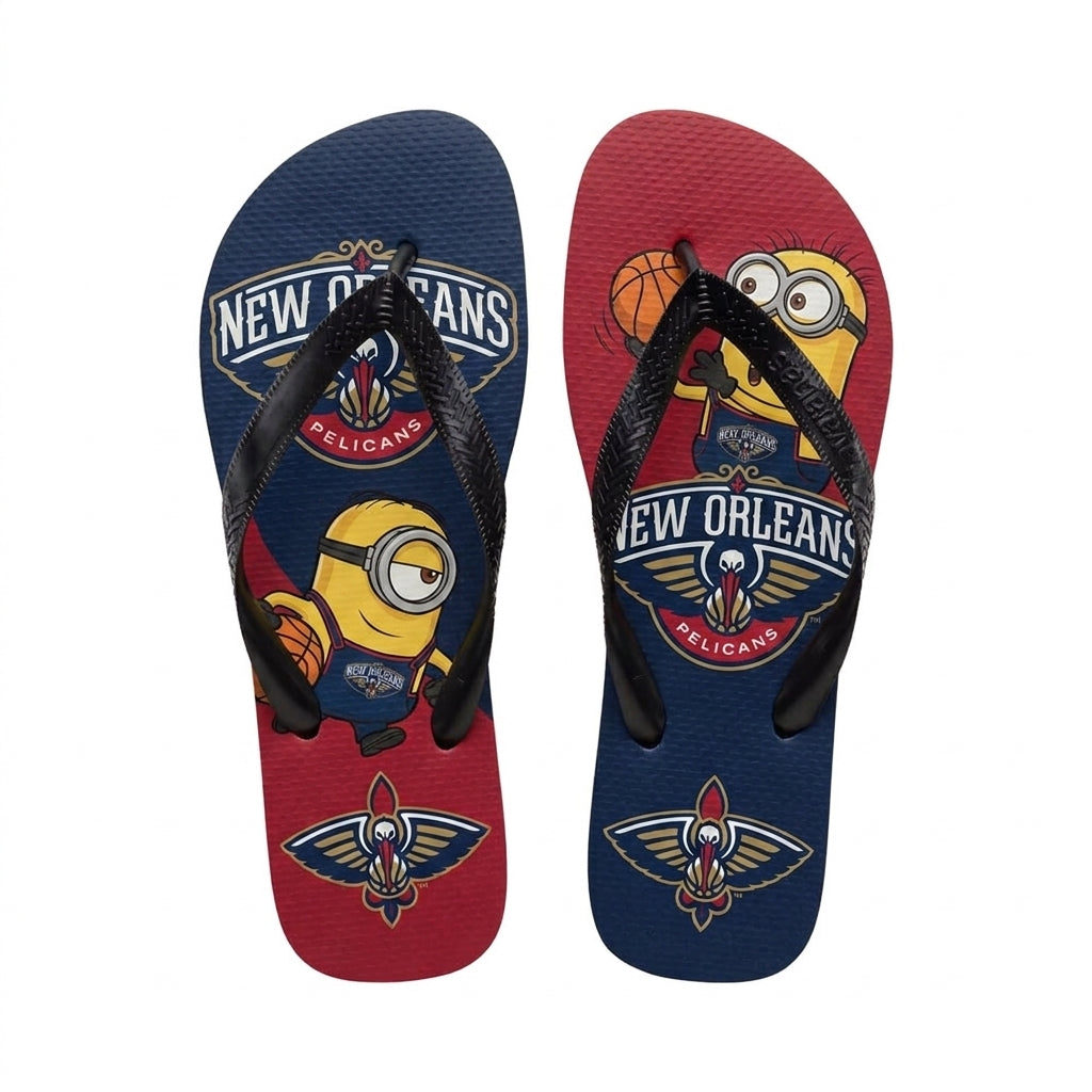 Cartoon Yellow Character Basketball Flip Flops, Sport Fan Sandals | 30 Teams Available