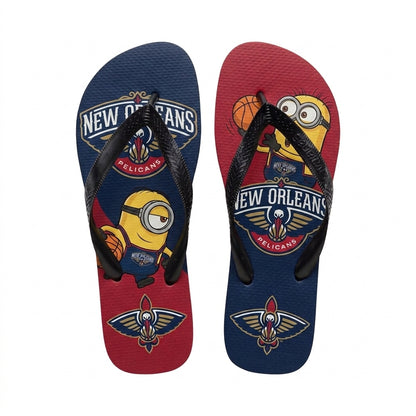 Cartoon Yellow Character Basketball Flip Flops, Sport Fan Sandals | 30 Teams Available