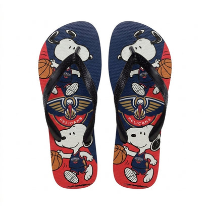 Cartoon Beagle Basketball Flip Flops, Sport Fan Sandals | 30 Teams Available