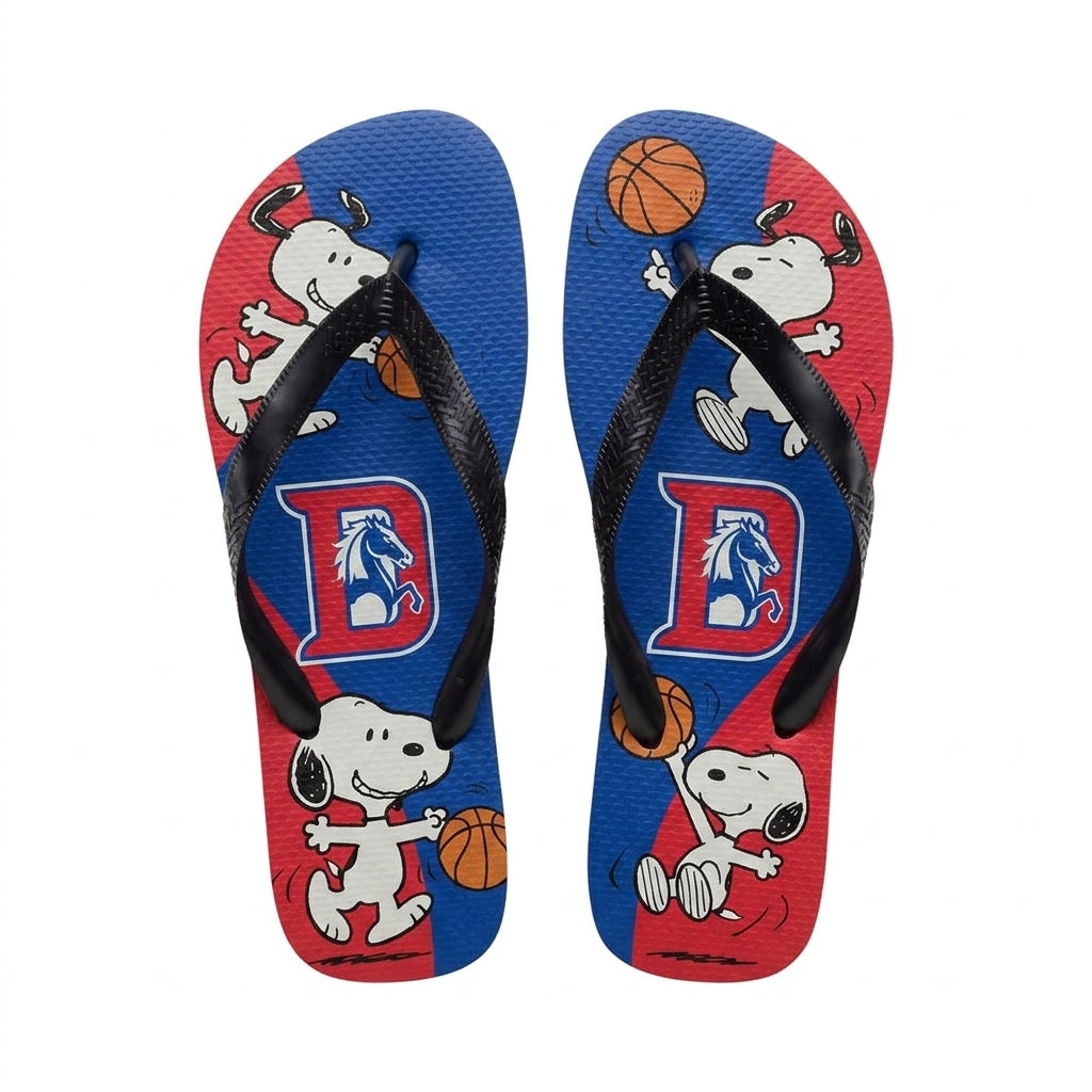 Cartoon Beagle Basketball Flip Flops, Sport Fan Sandals | 30 Teams Available