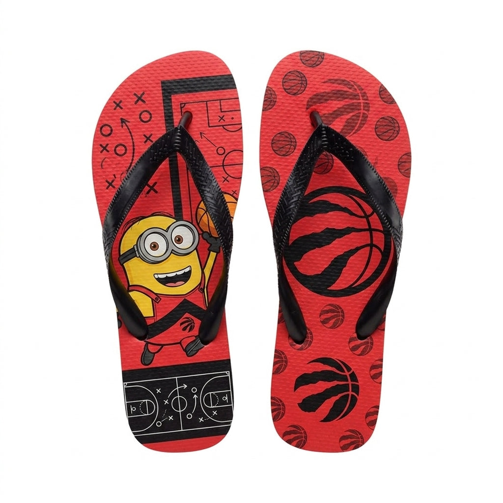 Cartoon Yellow Character Basketball Flip Flops, Sport Fan Sandals | 30 Teams Available