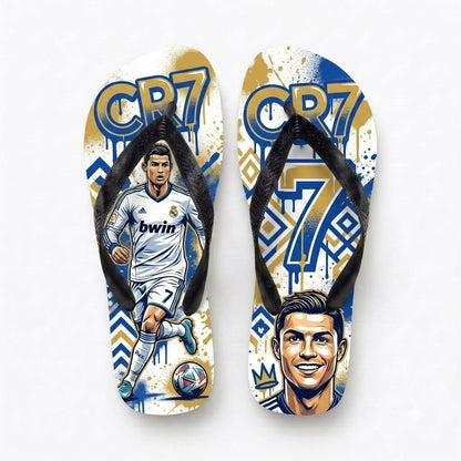 Portugal No.7 Football Legend Flip Flops, Special Edition Summer Beach Soccer Fan Sandals