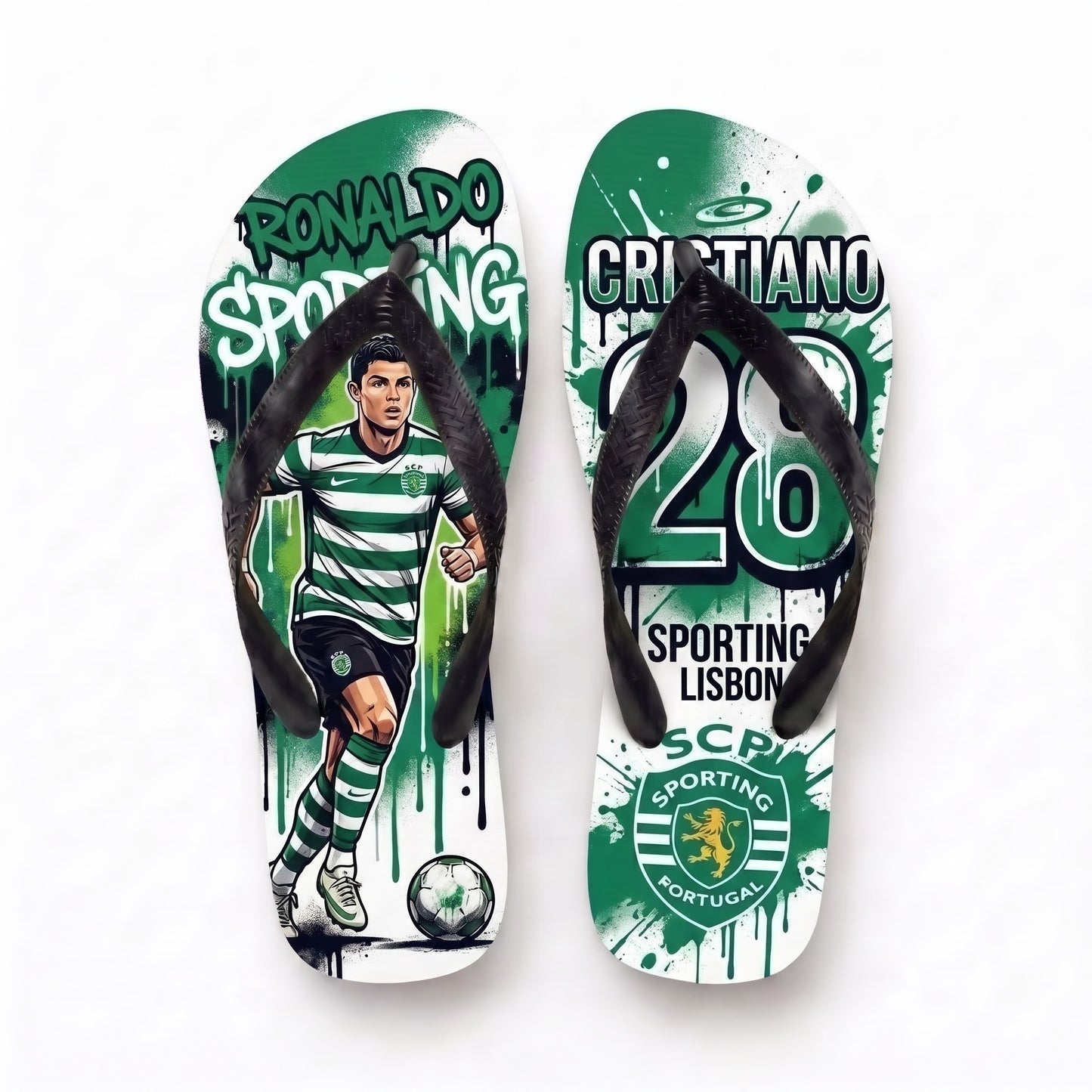 Portugal No.7 Football Legend Flip Flops, Special Edition Summer Beach Soccer Fan Sandals