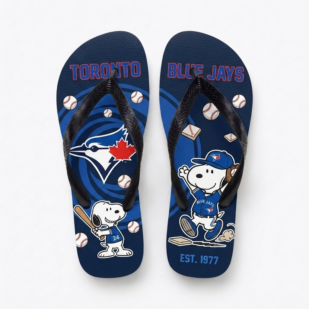 Cartoon Beagle Baseball Flip Flops, Sport Fan Sandals | 30 Teams Available