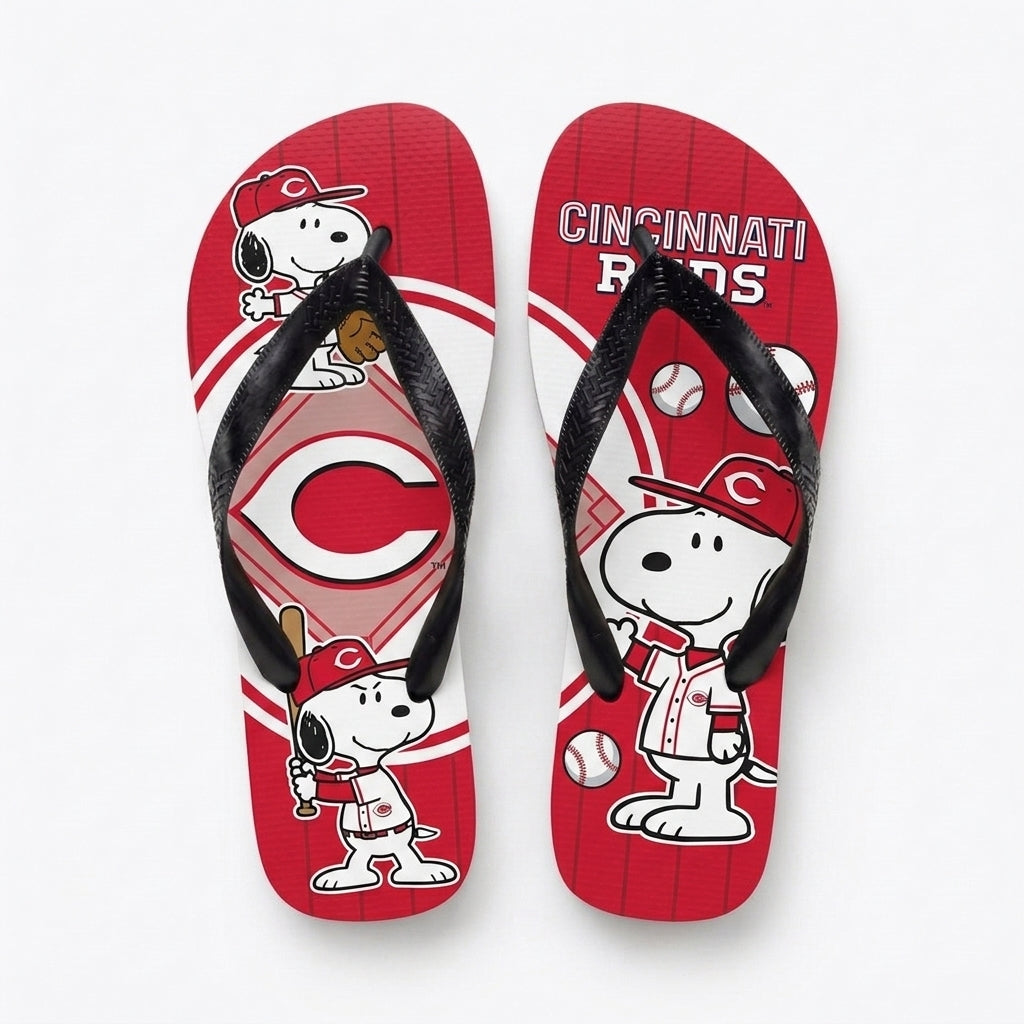 Cartoon Beagle Baseball Flip Flops, Sport Fan Sandals | 30 Teams Available