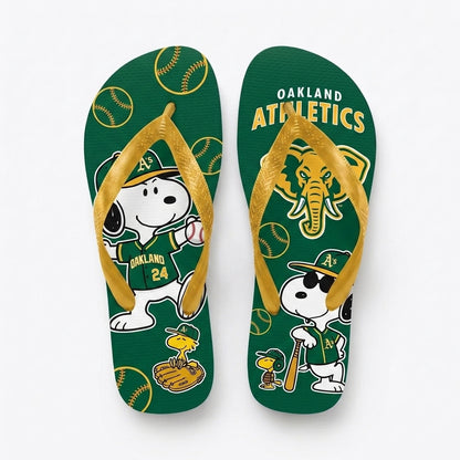 Cartoon Beagle Baseball Flip Flops, Sport Fan Sandals | 30 Teams Available