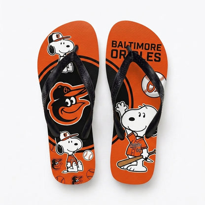 Cartoon Beagle Baseball Flip Flops, Sport Fan Sandals | 30 Teams Available